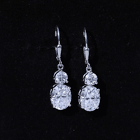 Certified 7 Carat Moissanite Hoop Drop Earrings in Silver
