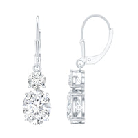 Certified 7 Carat Moissanite Hoop Drop Earrings in Silver