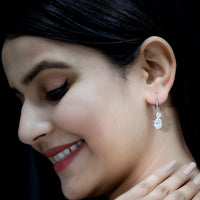 Certified 7 Carat Moissanite Hoop Drop Earrings in Silver