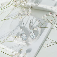 Certified 7 Carat Moissanite Hoop Drop Earrings in Silver
