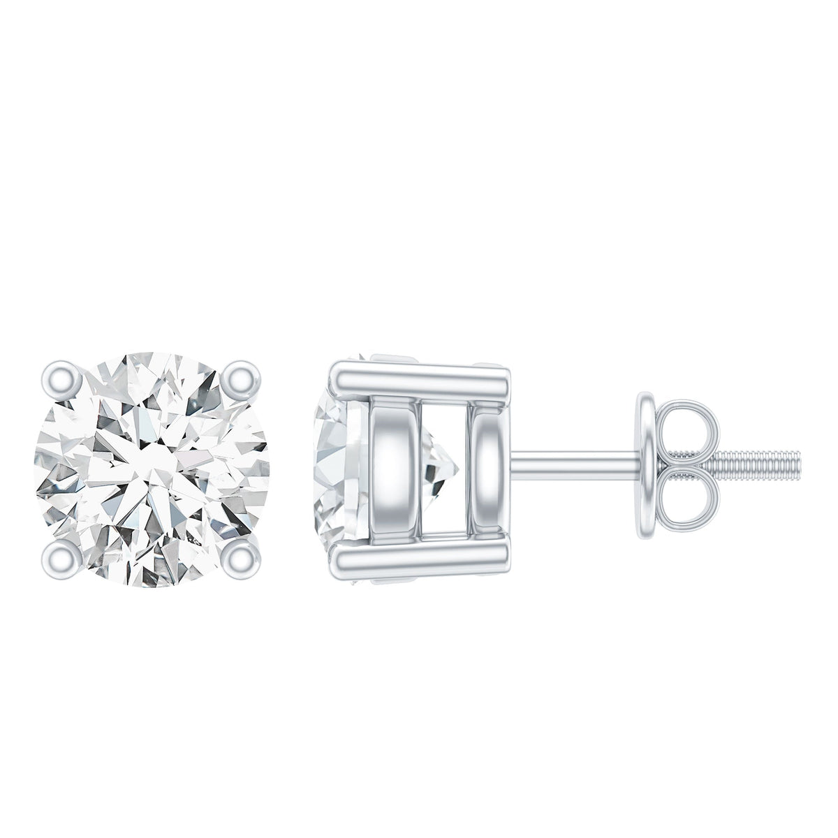 Sterling silver moissanite half carat stud earrings with round-cut stones, elegant jewelry by Rosec Jewels.