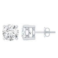 Sterling silver moissanite half carat stud earrings with round-cut stones, elegant jewelry by Rosec Jewels.