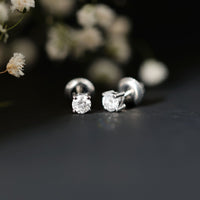 Round Moissanite Solitaire Stud Earrings in Prong Setting