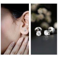 Sterling silver Moissanite half carat stud earrings with a simple, elegant design from Rosec Jewels.