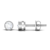 Natural Diamond Round Solitaire Stud Earrings in Bezel Setting