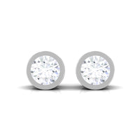 Natural Diamond Round Solitaire Stud Earrings in Bezel Setting