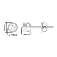 Natural Diamond Round Solitaire Stud Earrings in Bezel Setting