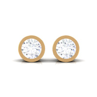 Natural Diamond Round Solitaire Stud Earrings in Bezel Setting