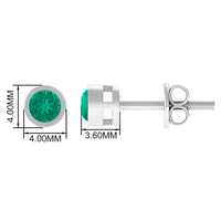 Dainty Emerald Bezel Set Solitaire Stud Earrings