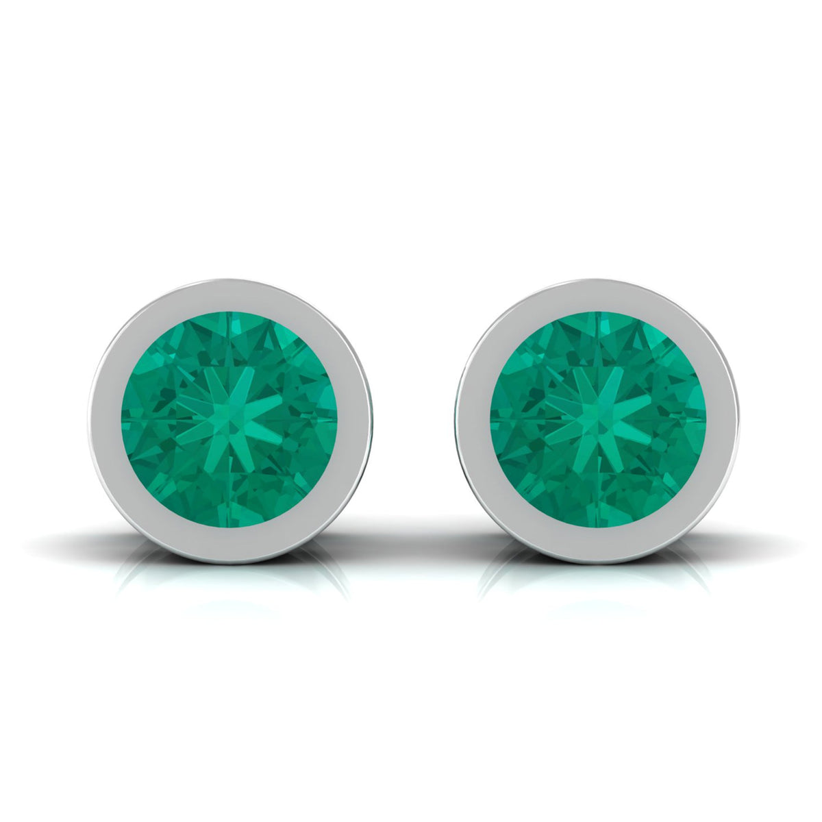 Dainty Emerald Bezel Set Solitaire Stud Earrings