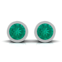 Dainty Emerald Bezel Set Solitaire Stud Earrings