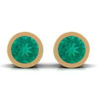 Dainty Emerald Bezel Set Solitaire Stud Earrings