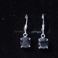 Genuine 8mm Cushion Cut Black Spinel Drop Earrings Lever Back