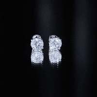 4 Carat Round Cubic Zirconia Stud Earrings in Silver