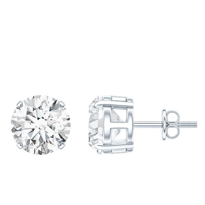 Silver 4-carat round cubic zirconia stud earrings by Rosec Jewels with sparkling stones and classic design.