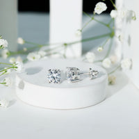 4 Carat Round Cubic Zirconia Stud Earrings in Silver