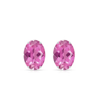 Real 2 Carat Oval Pink Tourmaline Stud Earrings with Diamond