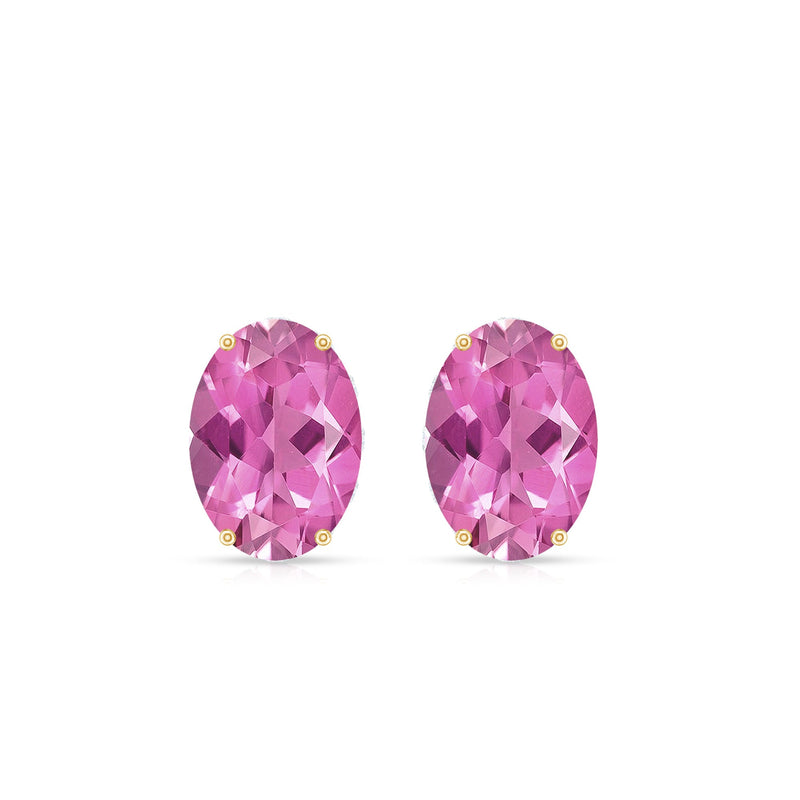 Oval pink tourmaline stud earrings with diamonds from Rosec Jewels, featuring sparkling pink gemstones and elegant setting.