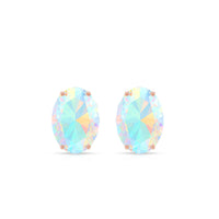 Natural 6X8mm Oval Ethiopian Opal Classic Stud Earrings with Diamond