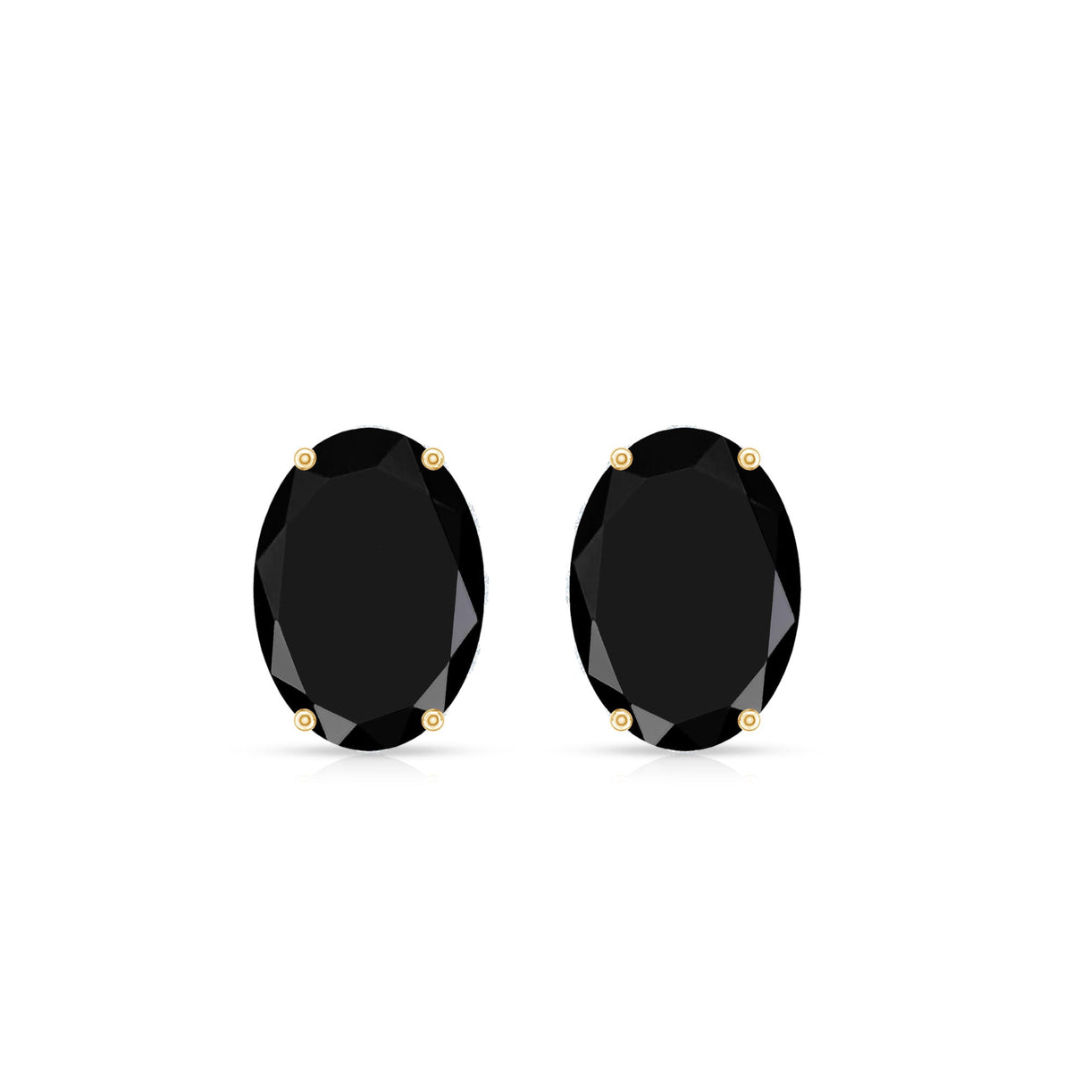 Natural 6X8mm Oval Black Onyx Earrings with Diamond