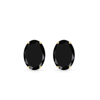 Natural 6X8mm Oval Black Onyx Earrings with Diamond