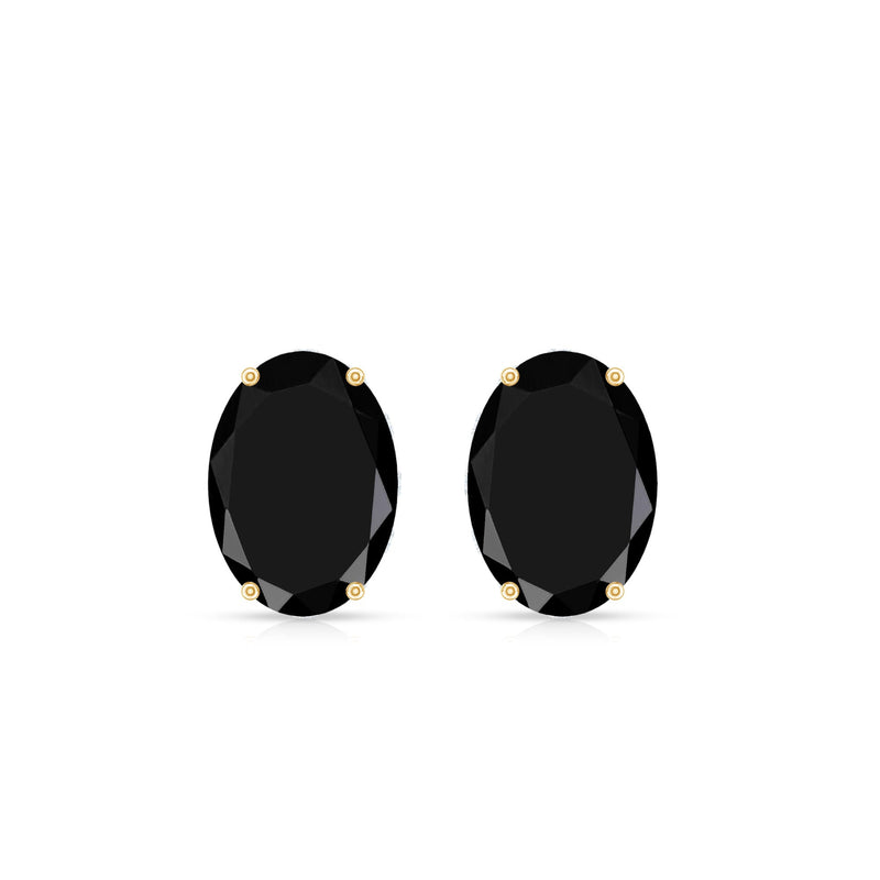 Oval black onyx earrings with small diamonds from Rosec Jewels, featuring 6x8mm oval-shaped gemstones and elegant design.