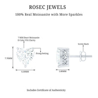 Certified 3 Carat Moissanite Heart Earrings For Women
