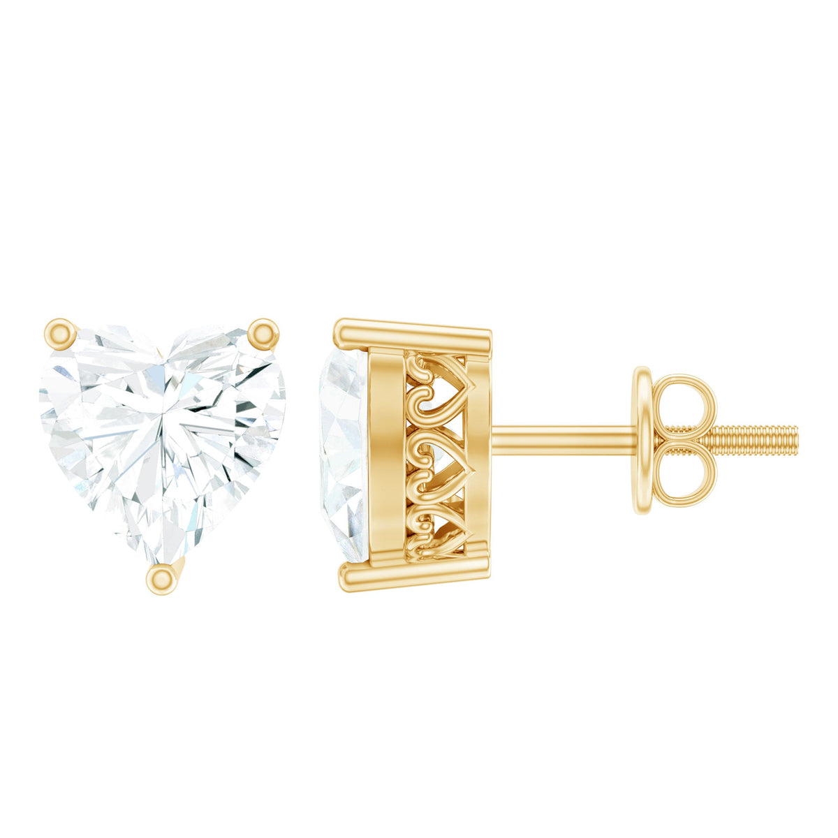 Certified 3 Carat Moissanite Heart Earrings For Women