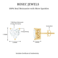 Certified 3 Carat Moissanite Heart Earrings For Women