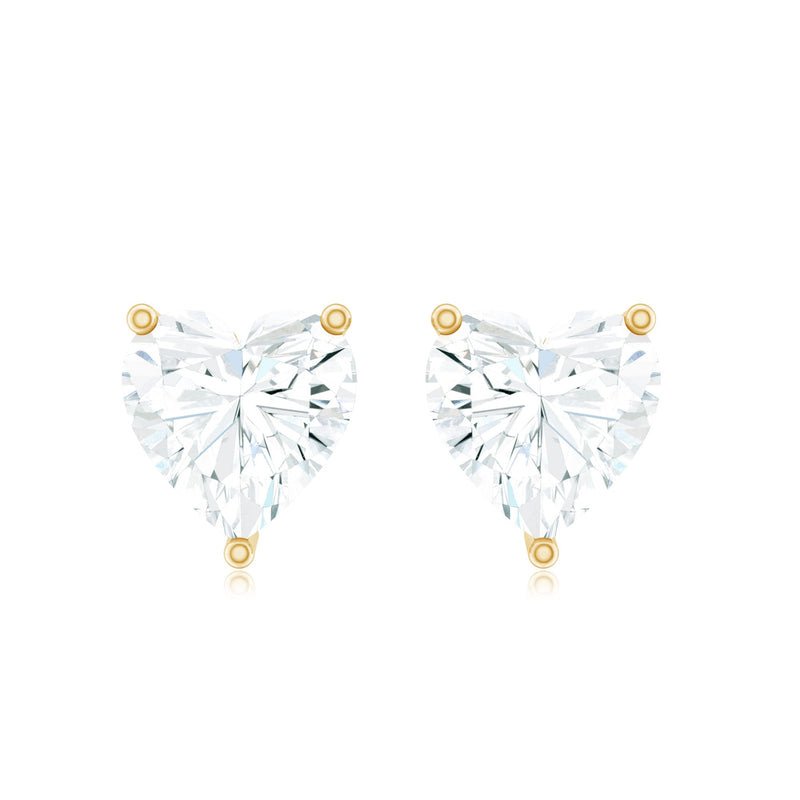 Certified 3 Carat Moissanite Heart Earrings for Women by Rosec Jewels featuring sparkling heart-shaped stones and elegant design.