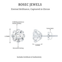 1.9 Carat Round Cut Cubic Zirconia Solitaire Stud Earrings in Silver