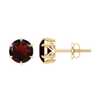 Claw Set 2 CT Garnet Solitaire Stud Earrings