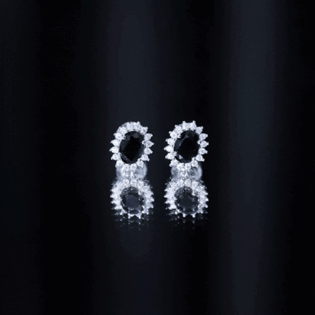 Lab grown black diamond stud earrings with screw back by Rosec Jewels, 2.6 carats, elegant and sparkling jewelry accessory.