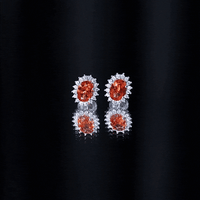 Lab Created 2 Carat Orange Sapphire Stud Earrings with Moissanite Halo