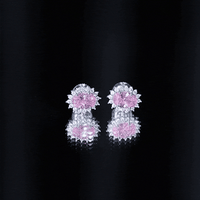2 Carat Lab Grown Pink Sapphire Stud Earrings with Halo