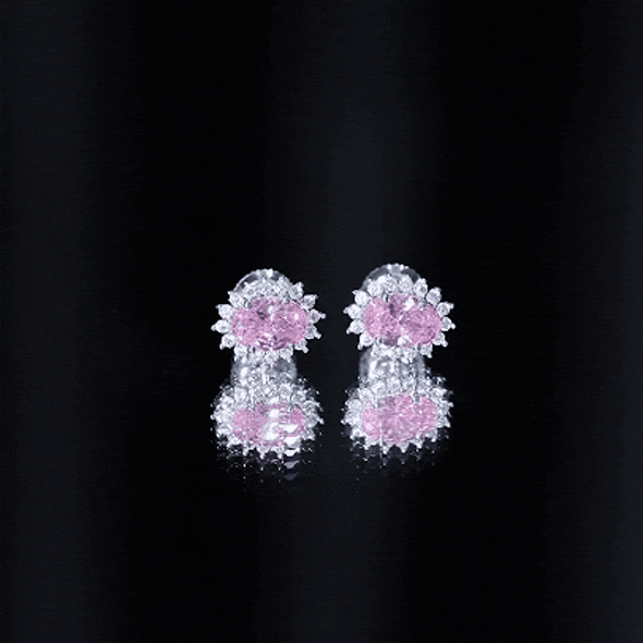 Rosec Jewels 2 Carat Lab Grown Pink Sapphire Stud Earrings with Halo, showcasing sparkling pink sapphires and elegant halo setting.