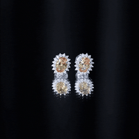 2 Carat Lab Grown Yellow Sapphire Stud Earrings with Halo