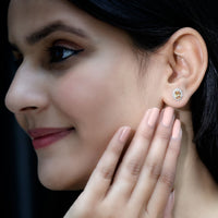 2 Carat Lab Grown Yellow Sapphire Stud Earrings with Halo