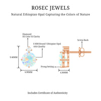 Ethiopian Opal Diamond Solitaire Stud Earrings