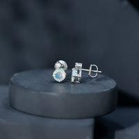 Ethiopian Opal Diamond Solitaire Stud Earrings
