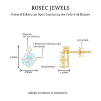 Ethiopian Opal Diamond Solitaire Stud Earrings