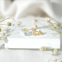 Ethiopian Opal Diamond Solitaire Stud Earrings