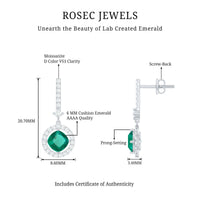 1.8 Carat Lab Grown Emerald Drop Earrings with Moissanite