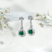 1.8 Carat Lab Grown Emerald Drop Earrings with Moissanite