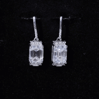 3.5 Carat Emerald Cut Moissanite Drop Earrings for Women
