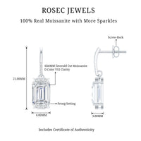 3.5 Carat Emerald Cut Moissanite Drop Earrings for Women