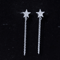 Certified Moissanite Star Chain Earrings For Women