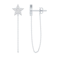 Certified Moissanite Star Chain Earrings For Women