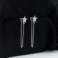 Certified Moissanite Star Chain Earrings For Women