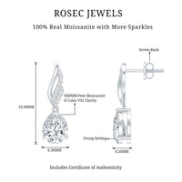 Certified 2.6 Carat Moissanite Teardrop Earrings for Wedding